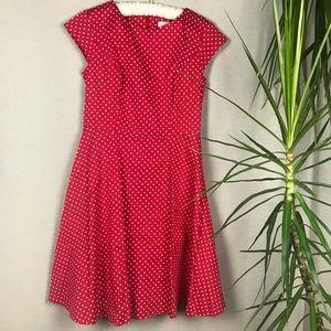 Dress Barn Red and White dot Fit and Flare Size L